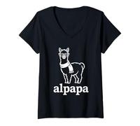 Mujer Alpapa Best Dad Father's Day Alpaca Camiseta Cuello V