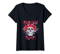 Mujer Already Dead Gothic Skull and Roses Camiseta Cuello V