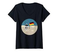 Mujer Alunizaje Alemán Astronauta Alemán Luna Camiseta Cuello V