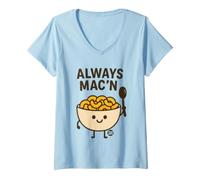Mujer Always Mac'n Funny Mac and Cheese Camiseta Cuello V