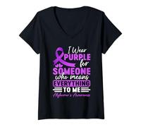 Mujer Alzheimer Demencia Frontotemporal Pérdida de Memoria Cinta Púrpura Camiseta Cuello V