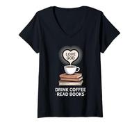 Mujer Ama a Dios, bebe café, lee libros, geniales Camiseta Cuello V