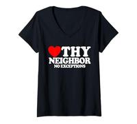 Mujer Ama a tu prójimo Sin excepciones Fe Cristiana Jesús Camiseta Cuello V
