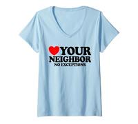 Mujer Ama a tu prójimo Sin excepciones Fe Cristiana Jesús Camiseta Cuello V