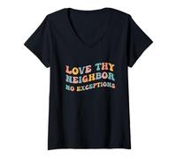 Mujer Ama a Tus vecinos Sin excepciones Escritura Versículo bíblico Jesús Camiseta Cuello V