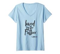 Mujer Amado por el Padre Escritura Religiosa versículo bíblico Camiseta Cuello V