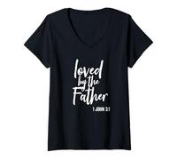 Mujer Amado por el Padre Escritura Religiosa versículo bíblico Camiseta Cuello V