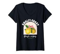 Mujer Amalfi Coast Italy Sorrento Capri Lemons Camiseta Cuello V