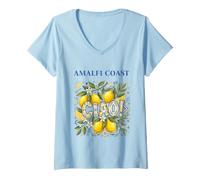 Mujer Amalfi Costa Ciao Italia Limones La Dolce Vita Gráfico Camiseta Cuello V
