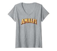 Mujer Amalfi Italia Retro Costero Viajes Italianos Verano Vibes Camiseta Cuello V