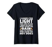 Mujer Amante de Hot Dog God Gave Me Hot Dogs Camiseta Cuello V