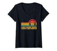 Mujer Amante de la música Divertido Me Gusta la música más Que la Gente Camiseta Cuello V
