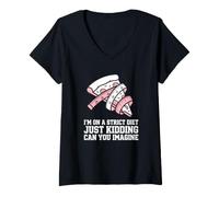Mujer Amante de la Pizza en una Dieta estricta Solo bromeando Humor de Comida Camiseta Cuello V