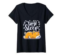 Mujer Amante de la Siesta para Perros adormecidos de Time to Sleep Camiseta Cuello V