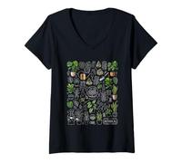 Mujer Amante de Las Plantas Gráfico Botánico Flores Botánico Plantas de Interior Camiseta Cuello V