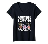 Mujer Amante de Las Plantas Moja mis Plantas Jardinero de Flores Hobby Garden Camiseta Cuello V