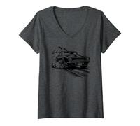Mujer Amante de los coches clásicos de los años 60 y 70 de Muscle Car American Vintage Camiseta Cuello V