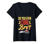 Mujer Amante de los Deportes de Invierno Curling Funny Do You Even Curl Bro Camiseta Cuello V