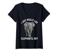 Mujer Amante de los Elefantes, Realmente me Gustan los Elefantes Ok Camiseta Cuello V