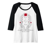 Mujer Amante de los Libros Florales Vintage de Tale As Old As Time Camiseta Manga Raglan