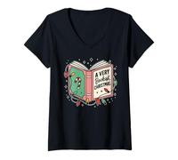 Mujer Amante de los Libros Una Navidad Muy Bookish Camiseta Cuello V