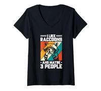 Mujer Amante de los mapaches introvertido Me Gustan los mapaches y Tal Vez 3 Personas Camiseta Cuello V