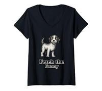 Mujer Amante de los Perros Busca la Idea Divertida para los entusiastas de los Animales Hombres Camiseta Cuello V