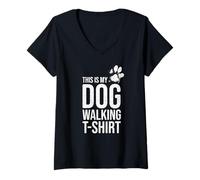 Mujer Amante de los perros divertido: este es mi perro caminando Camiseta Cuello V