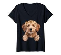 Mujer Amante de los Perros Goldendoodle, Divertido, Que mira a los Perros Golden Doodle Camiseta Cuello V