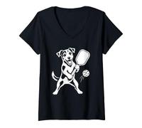 Mujer Amante de los Perros Jack Russell Terrier Pickleball Sports Vintage Camiseta Cuello V