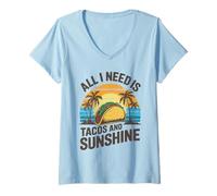 Mujer Amante de taco divertido, todo lo que necesito son tacos y Camiseta Cuello V