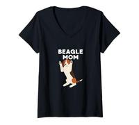 Mujer Amante del Beagle, divertido perro sabueso, dueña de un cachorro, linda mamá Camiseta Cuello V