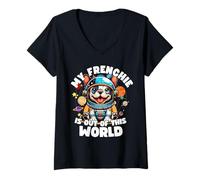Mujer Amante del Bulldog Francés Diseños Divertidos Bulldog Francés Camiseta Cuello V