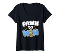 Mujer Amante del Humor del ajedrez Divertido Jaque Mate y bromas de peón Entusiasta Camiseta Cuello V