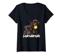 Mujer Amante del Laboratorio de Chocolate Brown Labrador Retriever Puppy Lover Camiseta Cuello V