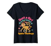 Mujer Amante del mono araña Solo una chica que ama a los monos araña Camiseta Cuello V