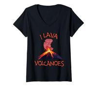 Mujer Amante del volcán I Volcanes de lava Geología divertida Camiseta Cuello V