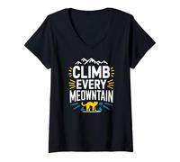 Mujer Amante divertido de los gatos de Sube a todas las montañas Camiseta Cuello V