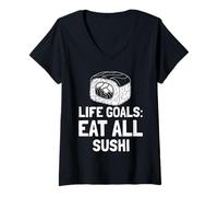 Mujer Amante Sushi Divertido Metas Vida Comer Todo Sushi Camiseta Cuello V