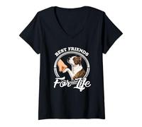 Mujer Amantes de American Staffordshire Terrier Mejores Amigos Amstaff Camiseta Cuello V