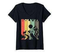 Mujer Amantes de los Alpaca La Paz Viajar a Sudamérica Bolivia Camiseta Cuello V