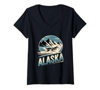 Mujer Amantes De Trineo De Perros De Alaska Sled Dog Racing Camiseta Cuello V
