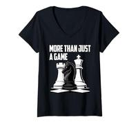 Mujer Amantes del ajedrez Más Que un Juego Camiseta Cuello V