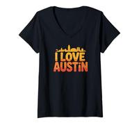 Mujer Amantes del Paisaje Urbano de Austin Camiseta Cuello V