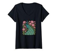 Mujer Amantes del pavo real Arte lindo diseño de pavos reales Camiseta Cuello V