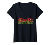 Mujer Amapola Flores Campo de amapolas Camiseta Cuello V