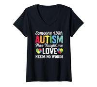 Mujer Amar a alguien Niños autistas Concientización sobre el autismo Hermanos Hermanas Camiseta Cuello V