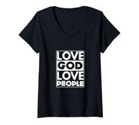 Mujer Amar a Dios Amar a la Gente - Dios Cristiano Fe Esperanza Camiseta Cuello V