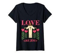 Mujer Amar como Jesús - Verso de la Biblia Cristiana Fe Camiseta Cuello V