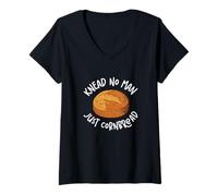Mujer Amasar No Man Just Cornbread Divertido Pan de maíz Amante del Pan de maíz Camiseta Cuello V